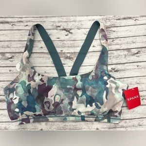 SPANX Sports Bra Women's Size Large Purple Gray Green Camo Print